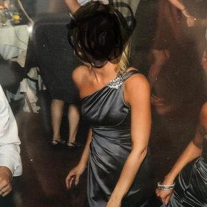 Flattering floor length brides maids dress